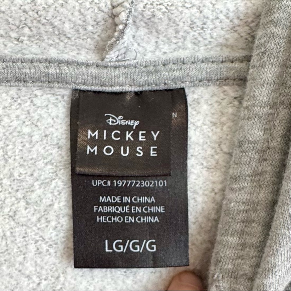 Disney Mickey Mouse Gray Unisex Hoodie Sweatshirt Size L - Picture 7 of 8